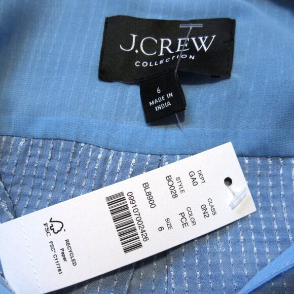 NWT J.Crew Collection Classic-fit Sequin Shirt in Pale Cerulean Blue Blouse 6 - Picture 3 of 11